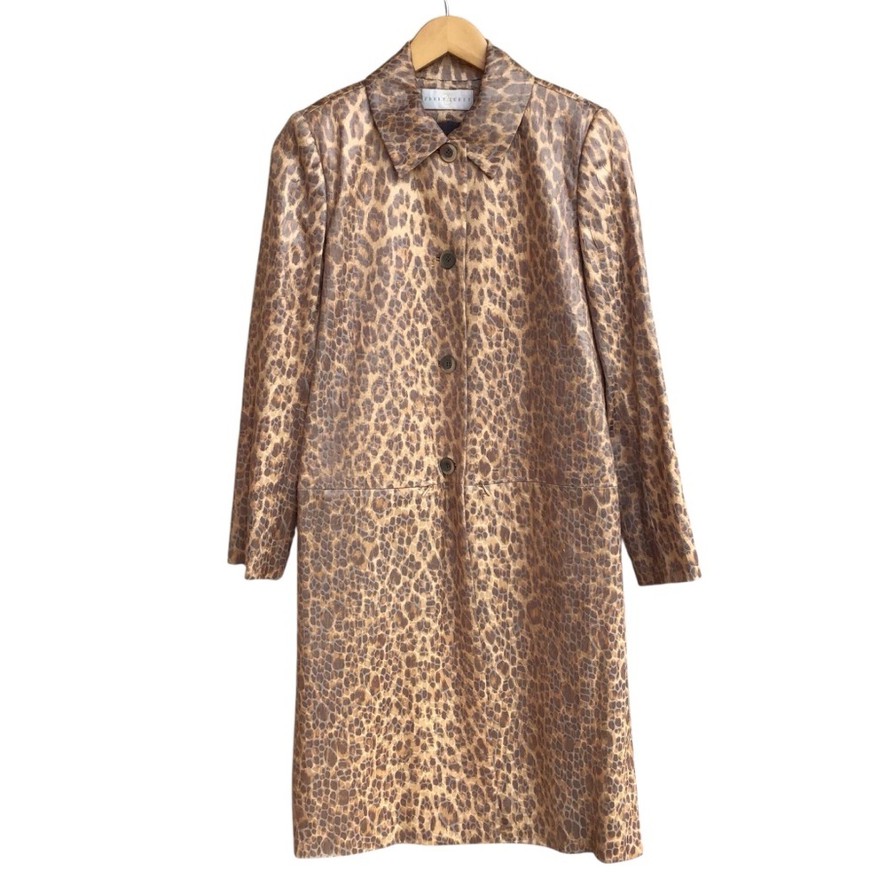 Darby Scott Leopard Print Mid Length Overcoat Jacket Women’s Size 2
